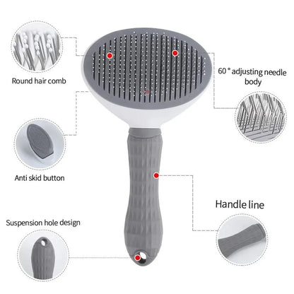 Self-Cleaning Pet Grooming Brush - Removes Loose Hair in Seconds